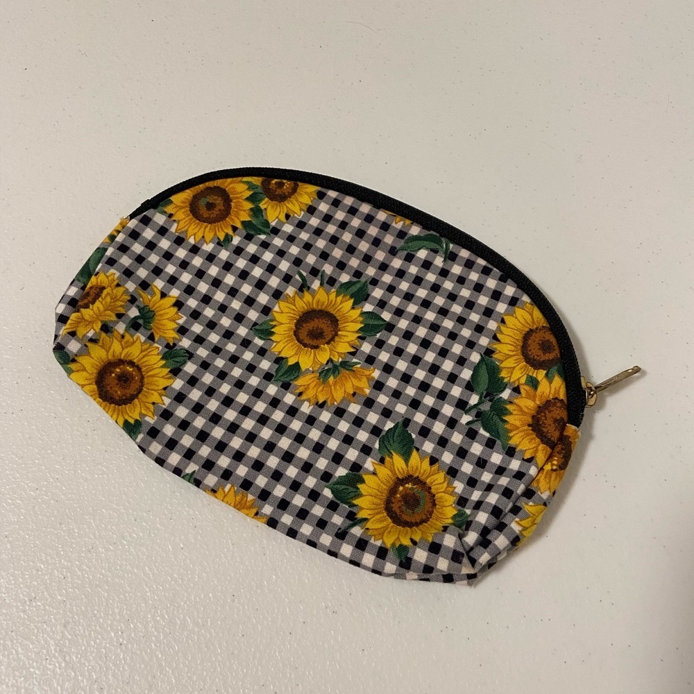 Plaid sunflower zipper‎ pouch
